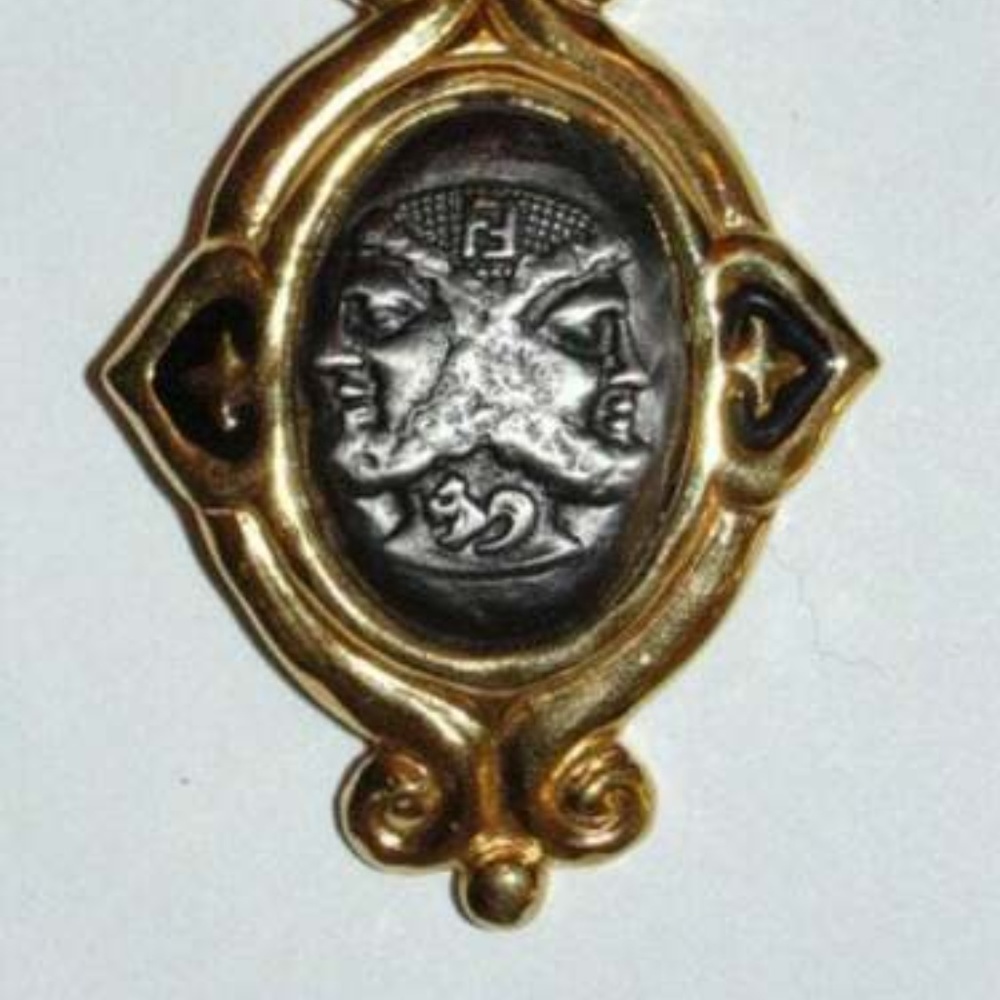 Rare Fendi Janus Two Tone Pin